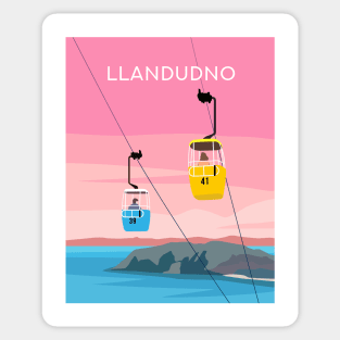 Llandudno Cable Cars - The Great Orme, North Wales in Pink Sticker